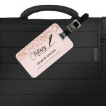 Notariskt lån som undertecknar agent ro guld  bagagebricka<br><div class="desc">En  bakgrund i ro guld som dekoreras med en svart namnteckning-signeringspenna. Elegant-handskript i stil. Anpassa och lägg till ditt namn,  text,  lägg till din kontaktinformation på baksidan.</div>