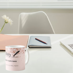 Notariskt lån som undertecknar agent ro guld kaffemugg
