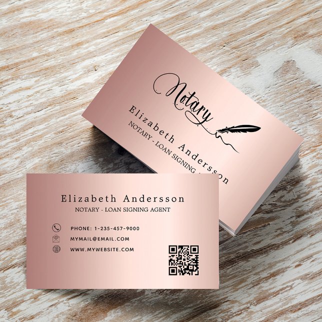 Notariskt lån som undertecknar agent ro guld  QR-k Visitkort (Skapare uppladdad)