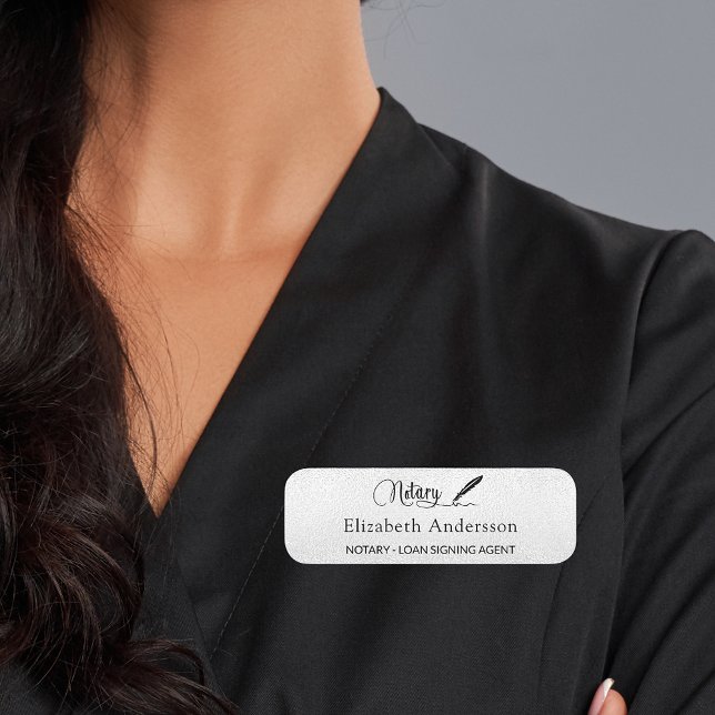 Notariskt lån som undertecknar agent silver-skript namnbricka (Skapare uppladdad)