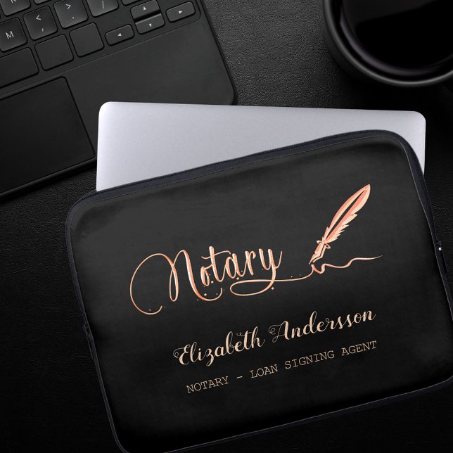 Notariskt lån som undertecknar agent svart ro guld laptop fodral (Skapare uppladdad)