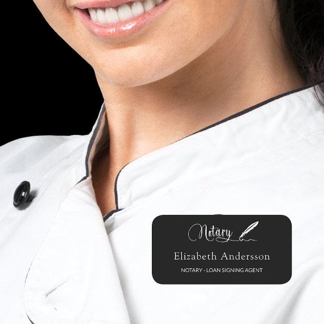 Notariskt lån som undertecknar svartvita skript fö namnbricka (Skapare uppladdad)