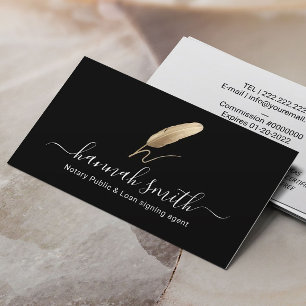 Notariskt lån undertecknar Agent Quill Logotyp Bl Visitkort