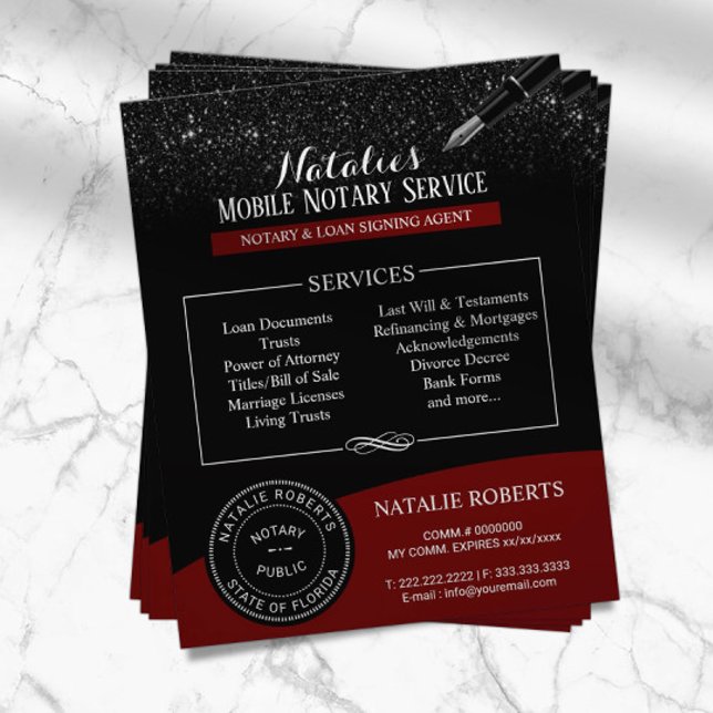 Notariskt offentligt Frimärke Modern Red & Black G Flygblad (Skapare uppladdad)