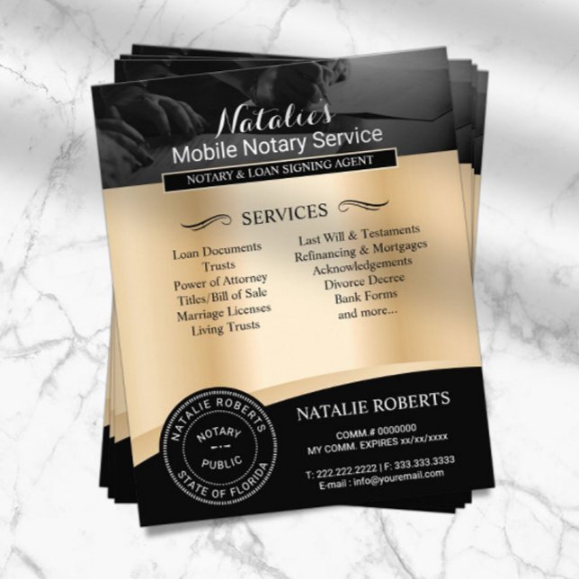 Notariskt offentligt lån som undertecknar Agent Bl Flygblad (Skapare uppladdad)