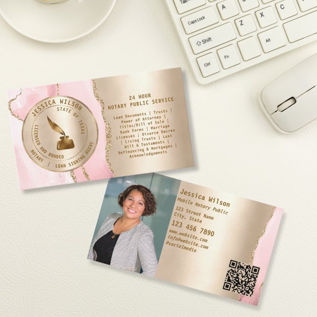 Notariskt offentligt lån som undertecknar Agent Fl Visitkort (gold notary stamp)