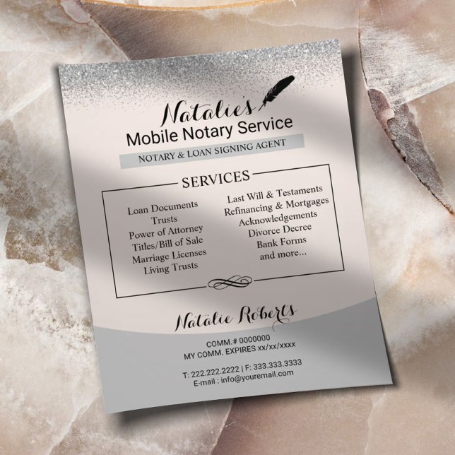 Notariskt offentligt lån som undertecknar Agent Si Flygblad (Skapare uppladdad)