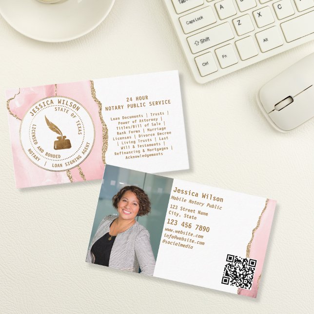 Notariskt offentligt lånesigneringsfoto Flyer QR-k Visitkort (Skapare uppladdad)