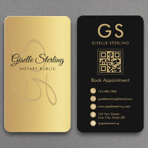 Notariskt offentligt monogram Guld Black QR-kod Visitkort