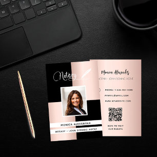Notariskt svart ro-foto QR-kodslån som underteckna Visitkort