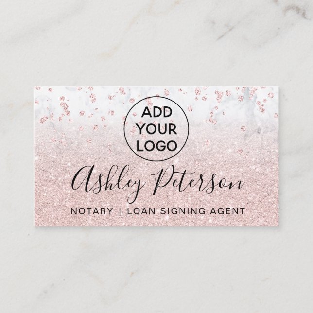 Notarius logotyp conetti marble ro guld glitter visitkort (Framsida)