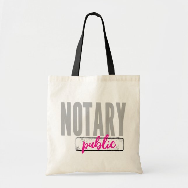 Notarius Public Big Font Faded Black med Fuchsia Tygkasse (Framsidan)