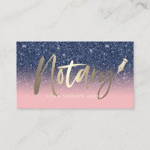 Notarius public Loan Agent Modern Navy Blue & Rosa Visitkort