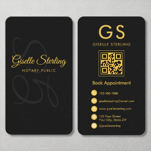 Notarius public Monogram Black Guld QR-kod Visitkort