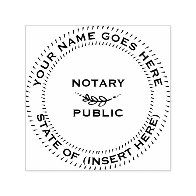 Notarius public round löv motif självfärgande stämpel (Design)