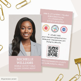 Notarius Publicus Signing Agent Foto QR-kod Rosa Visitkort