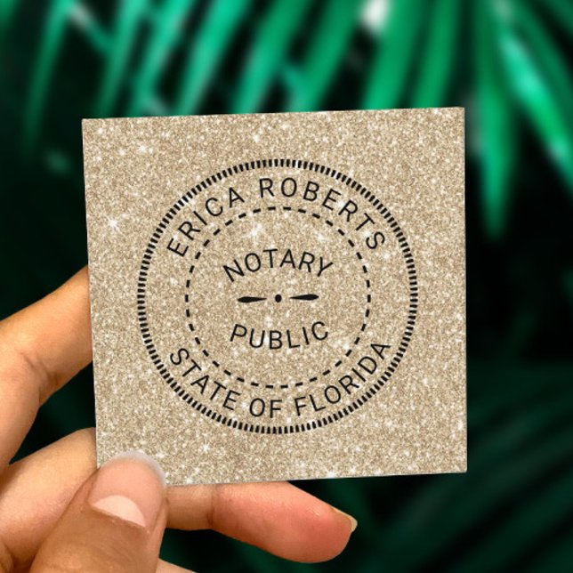 Notarius Publicus Stämpel Modern Guld Glitter Fyrkantigt Visitkort (Skapare uppladdad)