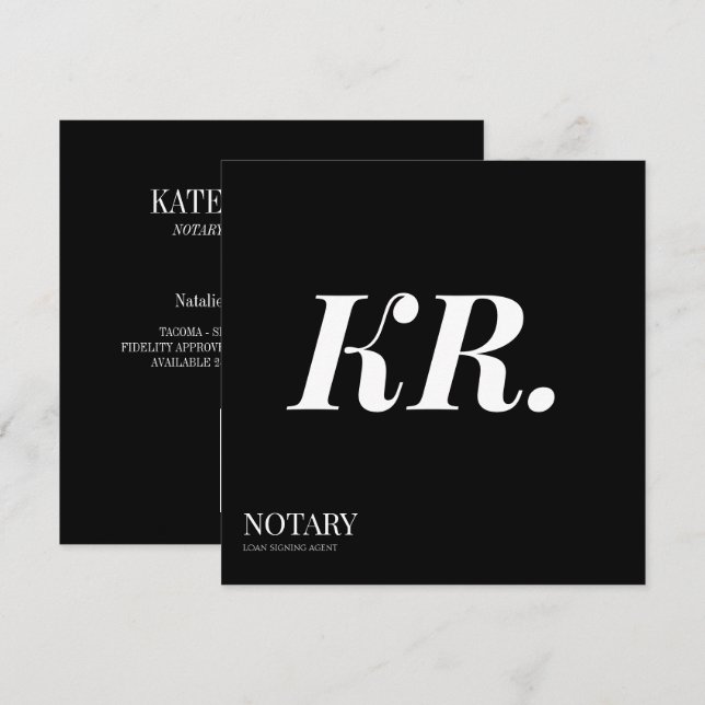 Notarius Publicus underskriftsagent monogram elega Meddelande (Fram/baksida)