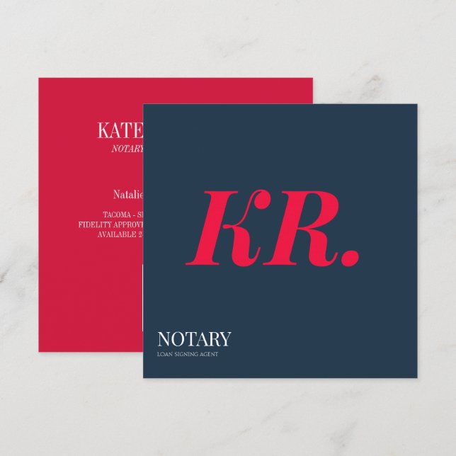 Notarius Publicus underskriftsagent monogram marin Meddelande (Fram/baksida)