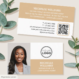 Notarius Signeringsagent Foto Logotyp QR-kod Guld Visitkort
