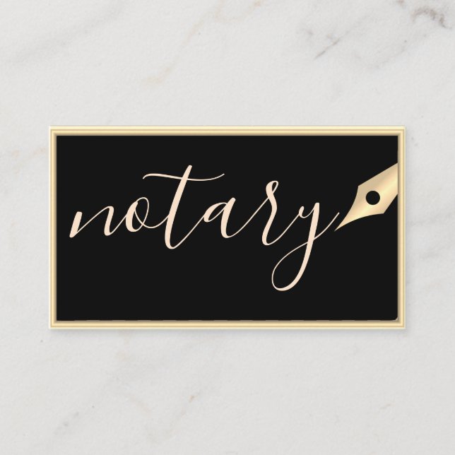 Notary Agent Pen Logotyp Freelance Calligraphy Wri Visitkort (Framsida)