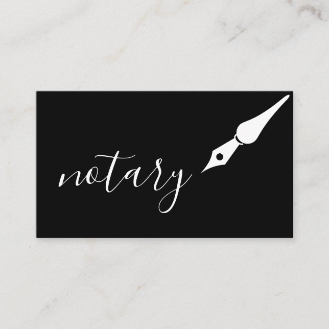 Notary Agent Pen Logotyp Freelance Calligraphy Wri Visitkort (Framsida)