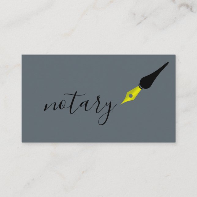 Notary Agent Pen Logotyp Freelance Calligraphy Wri Visitkort (Framsida)