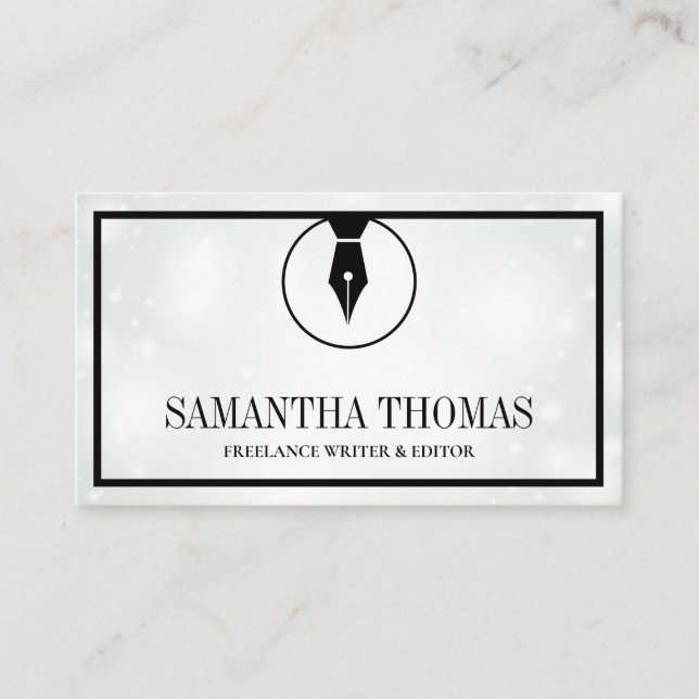 Notary Agent Pen Logotyp Freelance Calligraphy Wri Visitkort (Framsida)