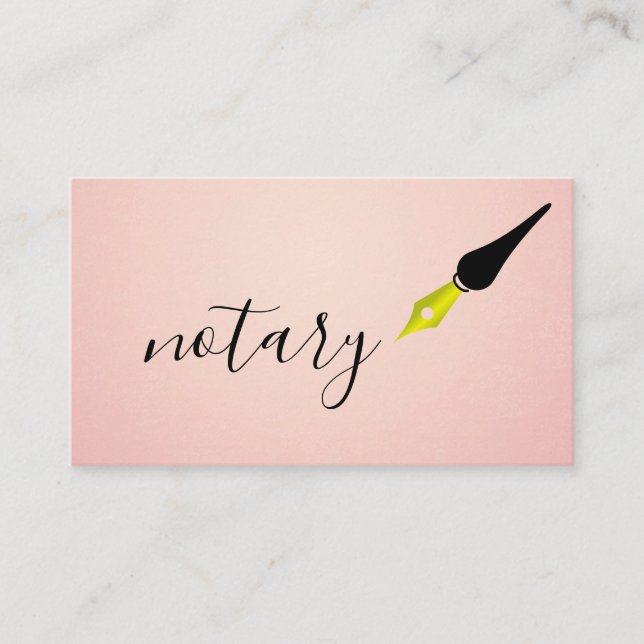 Notary Agent Pen Logotyp Freelance Calligraphy Wri Visitkort (Framsida)