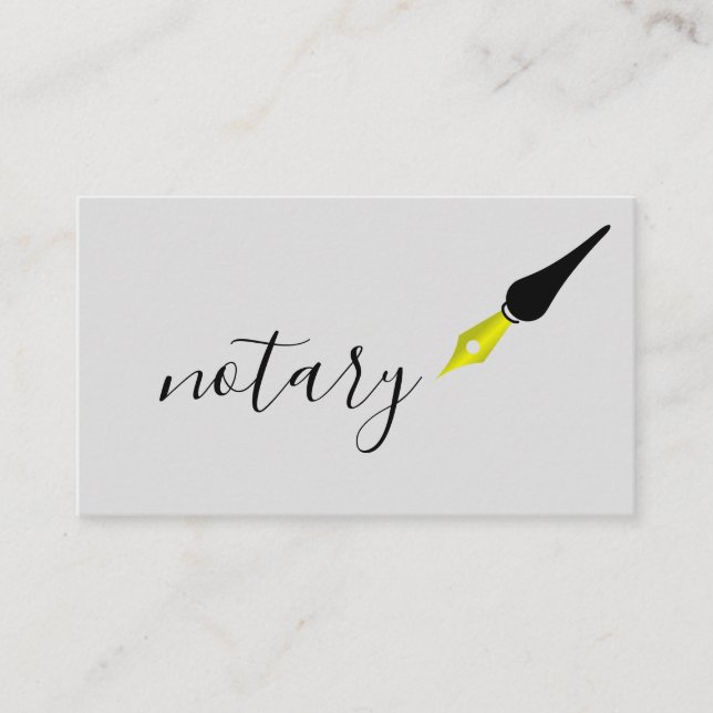 Notary Agent Pen Logotyp Freelance Calligraphy Wri Visitkort (Framsida)