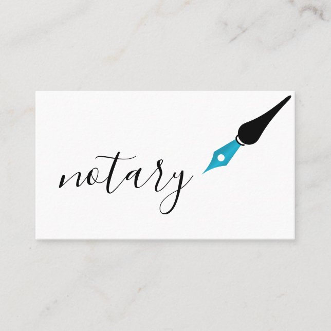 Notary Agent Pen Logotyp Freelance Calligraphy Wri Visitkort (Framsida)