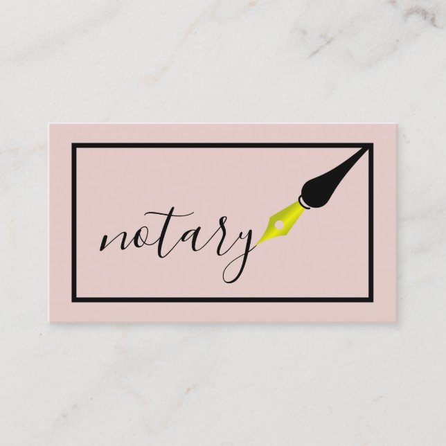 Notary Agent Pen Logotyp Freelance Calligraphy Wri Visitkort (Framsida)