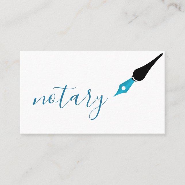 Notary Agent Pen Logotyp Freelance Calligraphy Wri Visitkort (Framsida)