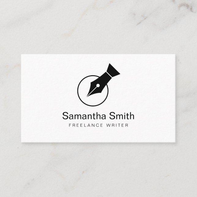 Notary Agent Pen Logotyp Freelance Calligraphy Wri Visitkort (Framsida)