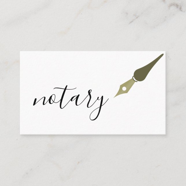 Notary Agent Pen Logotyp Freelance Calligraphy Wri Visitkort (Framsida)