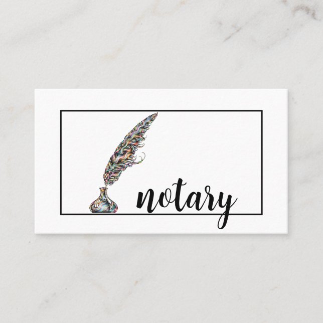 Notary Agent Pen Logotyp Freelance Calligraphy Wri Visitkort (Framsida)