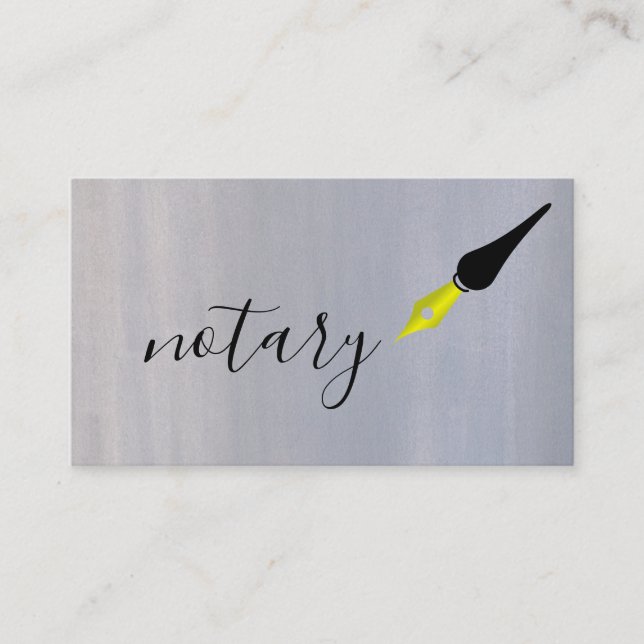 Notary Agent Pen Logotyp Freelance Calligraphy Wri Visitkort (Framsida)
