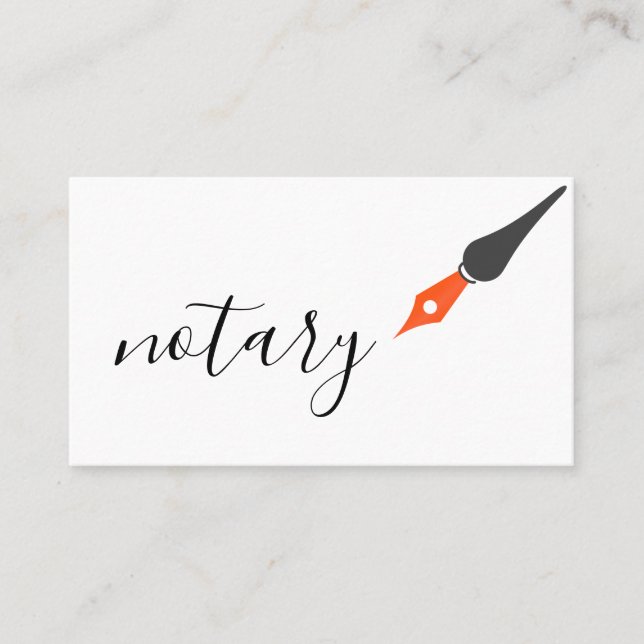 Notary Agent Pen Logotyp Freelance Calligraphy Wri Visitkort (Framsida)