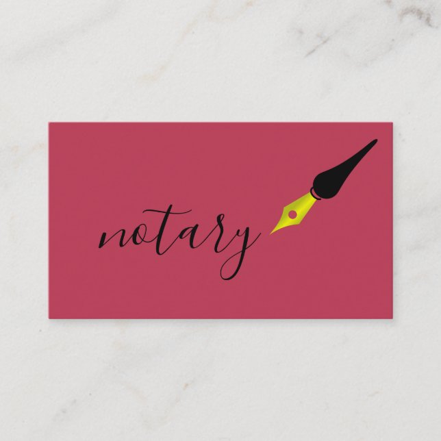Notary Agent Pen Logotyp Freelance Calligraphy Wri Visitkort (Framsida)