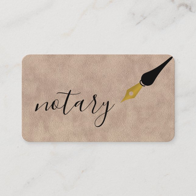 Notary Agent Pen Logotyp Freelance Calligraphy Wri Visitkort (Framsida)