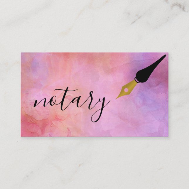 Notary Agent Pen Logotyp Freelance Calligraphy Wri Visitkort (Framsida)