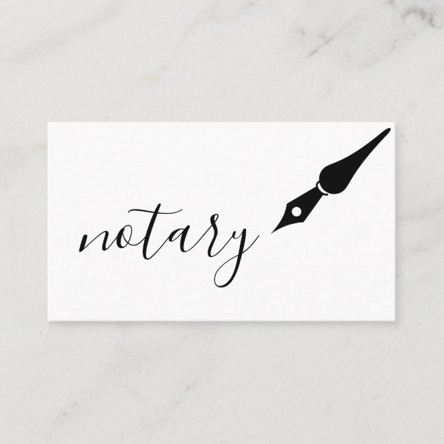 Notary Agent Pen Logotyp Freelance Calligraphy Wri Visitkort (Framsida)