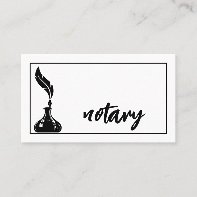 Notary Agent Pen Logotyp Freelance Calligraphy Wri Visitkort (Framsida)