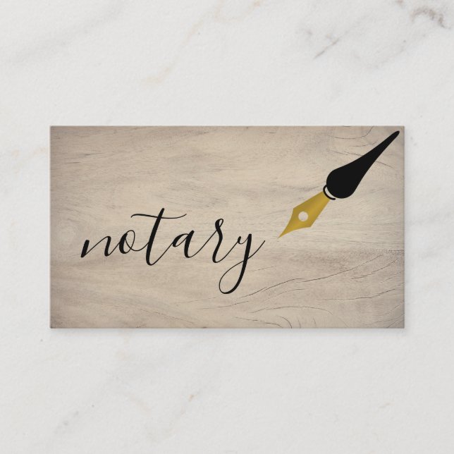 Notary Agent Pen Logotyp Freelance Calligraphy Wri Visitkort (Framsida)