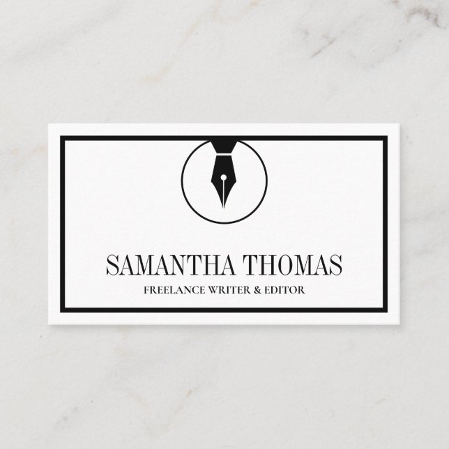 Notary Agent Pen Logotyp Freelance Calligraphy Wri Visitkort (Framsida)