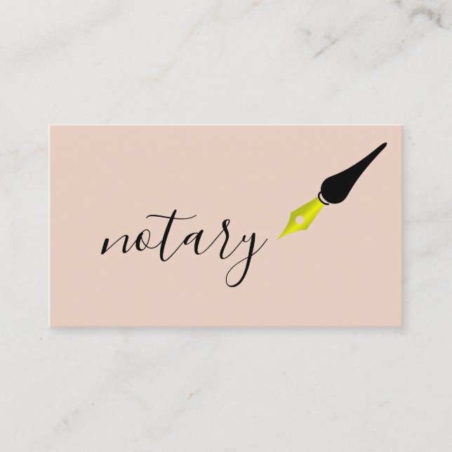 Notary Agent Pen Logotyp Freelance Calligraphy Wri Visitkort (Framsida)