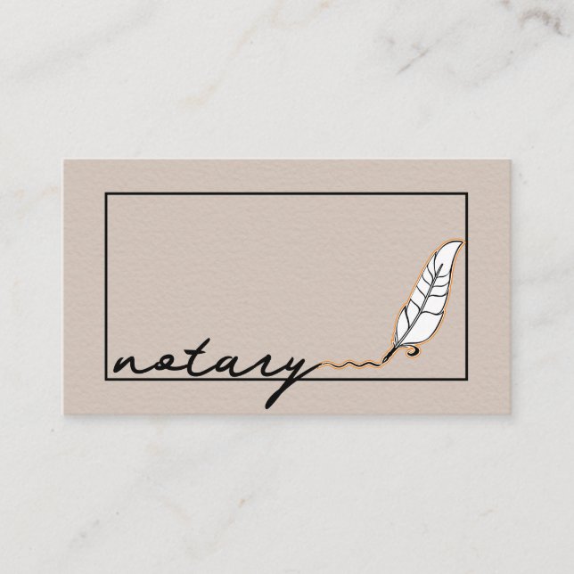 Notary Agent Pen Logotyp Freelance Calligraphy Wri Visitkort (Framsida)