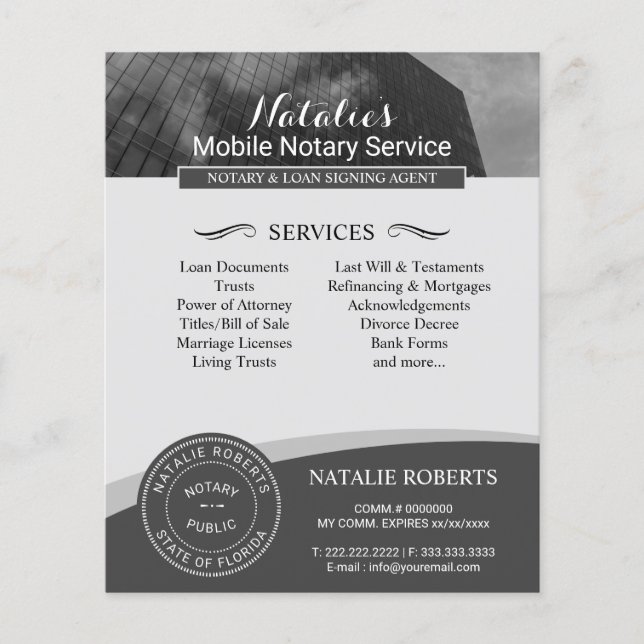 Notary Frimärke Loan Signing Agent Forme Business Flygblad (Framsidan)