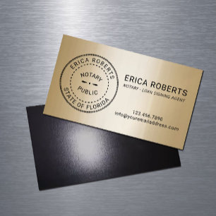 Notary Frimärke Loan Signing Agent Modern Guld Magnetiska Visitkort