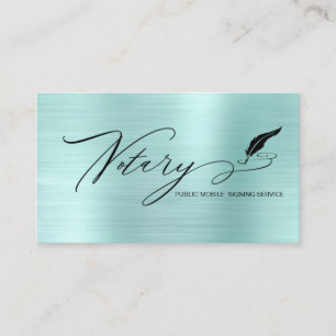 *~* NOTARY Frimärke PHOTO - Pen Feather Signing Ag Visitkort